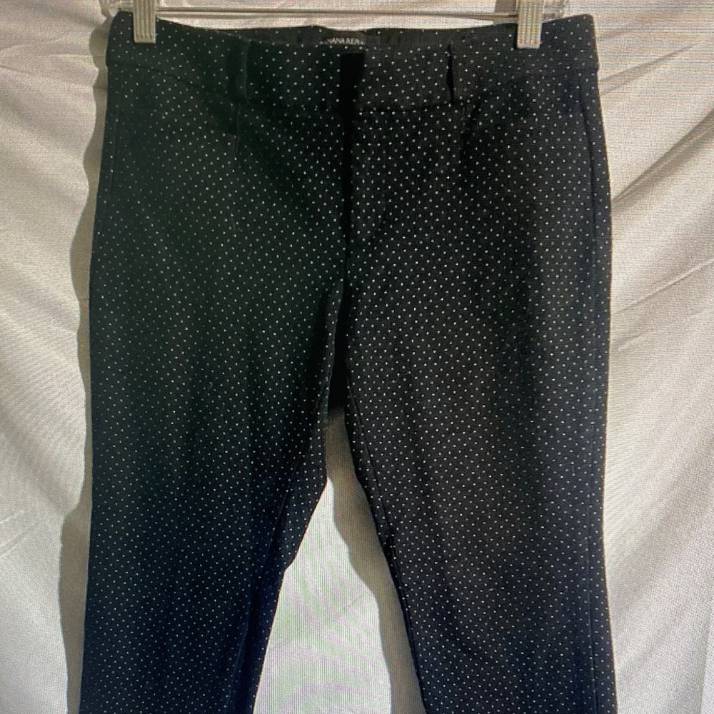 Banana Republic Black Ankle Pants with White Microdots